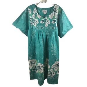 Anthony Richards MuuMuu House Dress Women's Large Green Floral Tropical